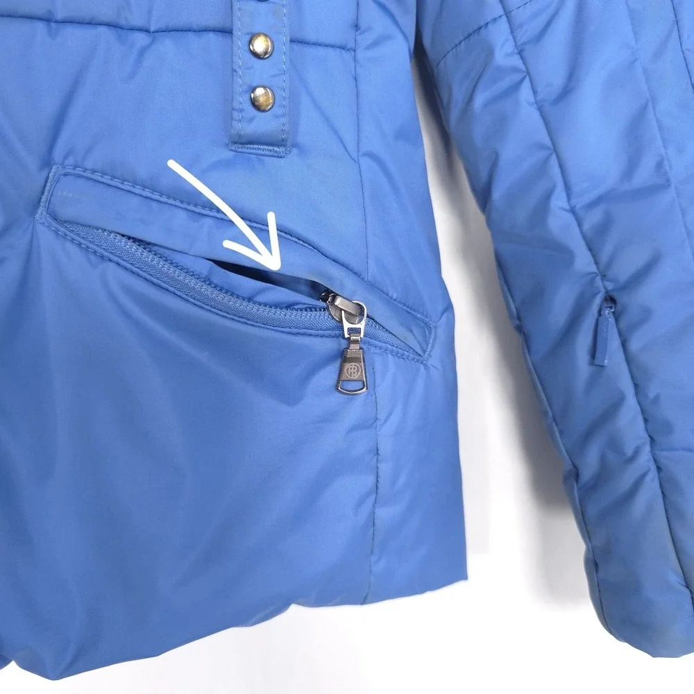 POIVRE BLANC Kids Girls 8 Ski‎ Jacket Blue Fur Hood Insulated Zip Winter Coat